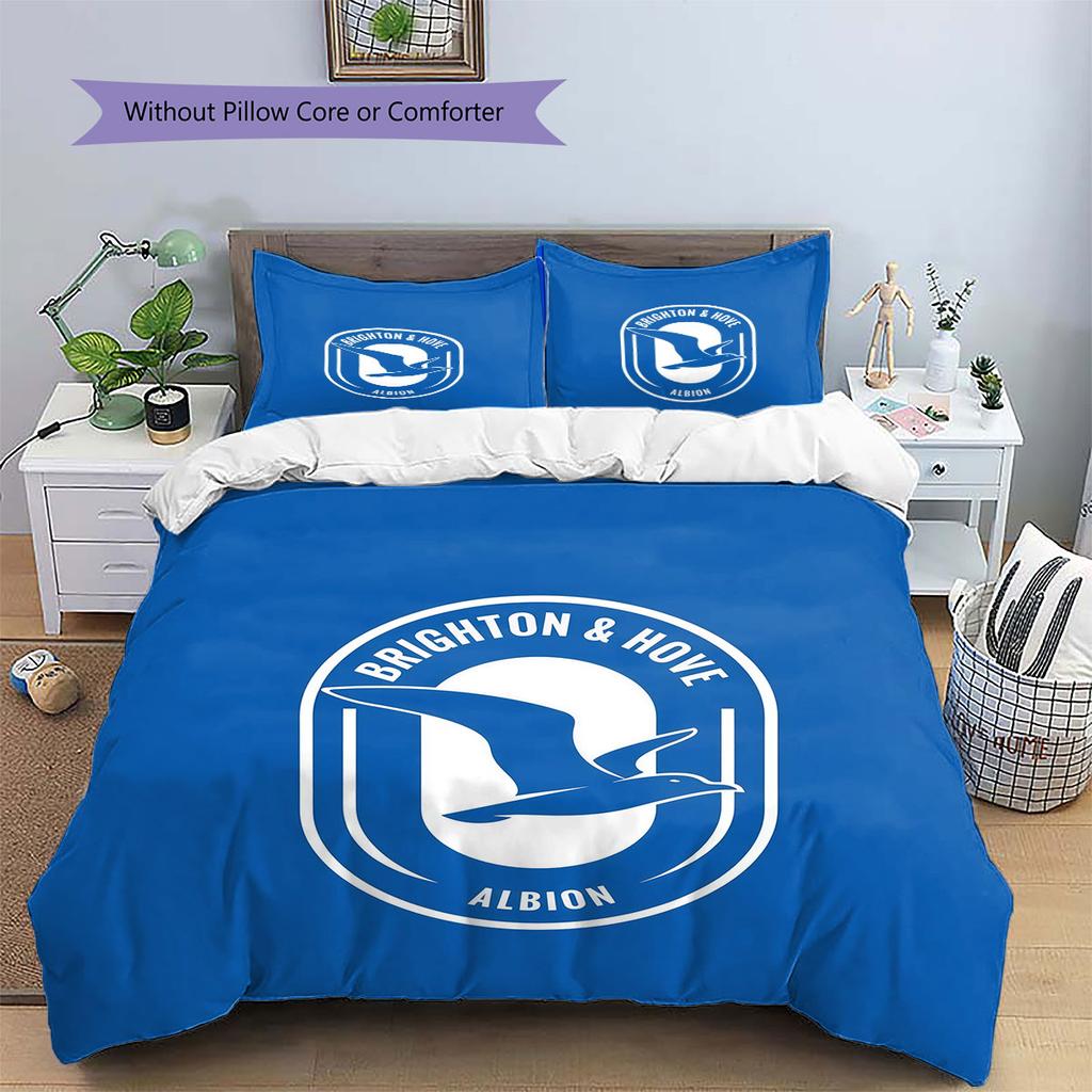 Σετ Κλινοσκεπασμάτων Μοτίβο Brighton & Hove Albion, Σετ Παπλώματος Κάλυμμα Παπλώματος Μαξιλαροθήκη Οικιακό Δώρο Γενεθλίων(1 * παπλωματοθήκη + 2 * μαξιλαροθήκη, χωρίς πυρήνα)