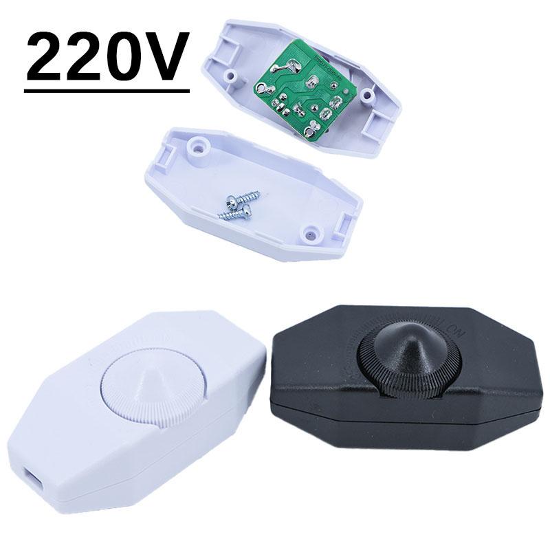 220V Led Dimmer Switch Adjustable Controller White Black Knob Lamp Dimmer Cord Switch Plug In Table Floor Light Dimming On Off