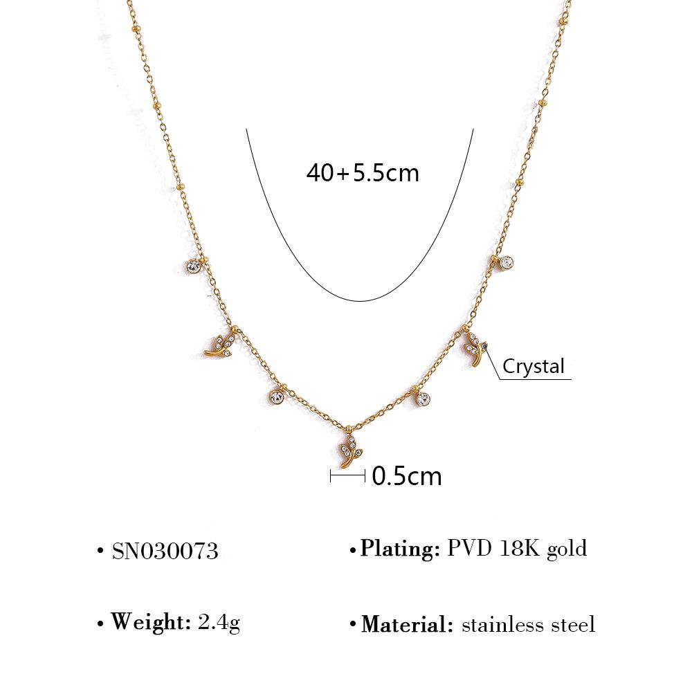 

Simple And Elegant Flower Pearl Necklace With Gold Leaf Zircon Pendant For Women Fashion Jewelry