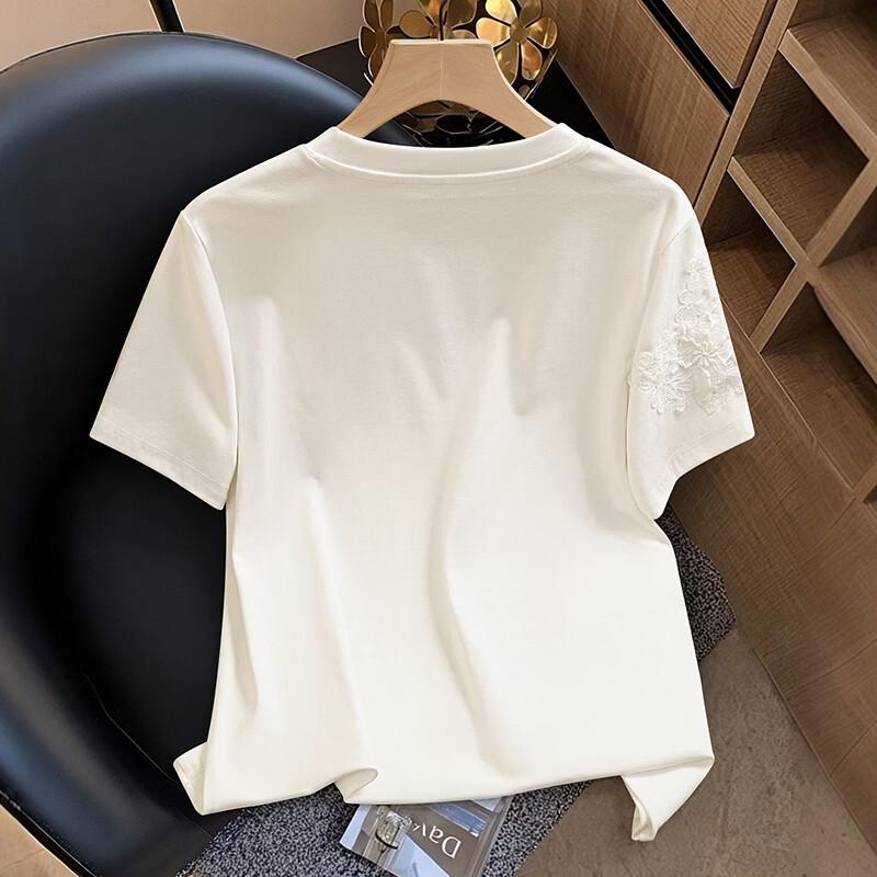 Women's Floral Embroidery Mesh T-shirt