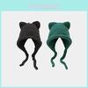 Knit Hat With Cat Ears And Braid For Winter Outdoor Warmth And Sun Protection