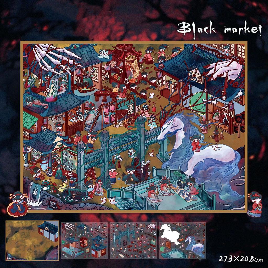 Gothic 3D Diorama Stickers Miniature Haunted House Scene Decals for Journaling Aesthetic Horror Supplies Scrapbook Stickers