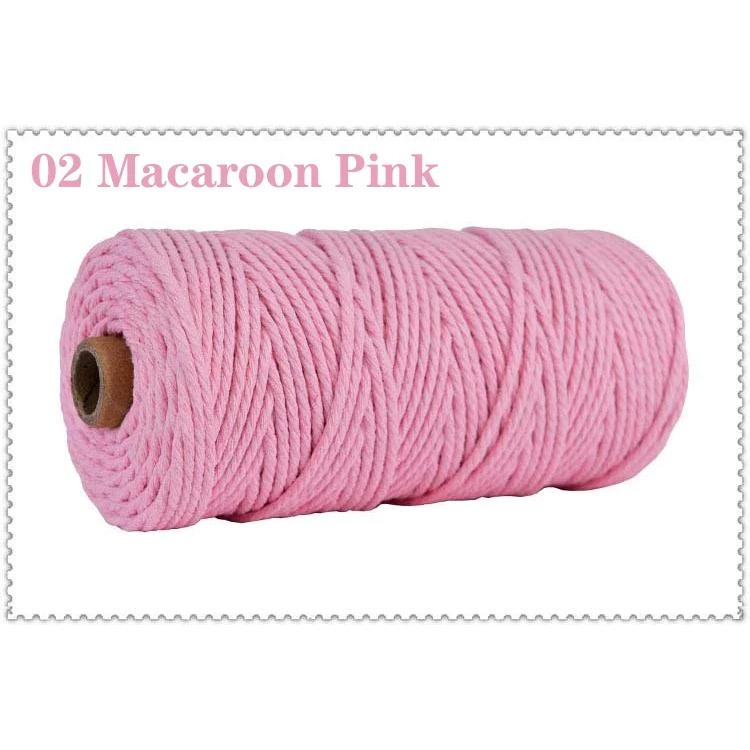 3mm 100% Cotton Cord Colorful Handmade Rope Twisted Macrame String DIY Home Wedding Decoration Supply Film Packaging 100m