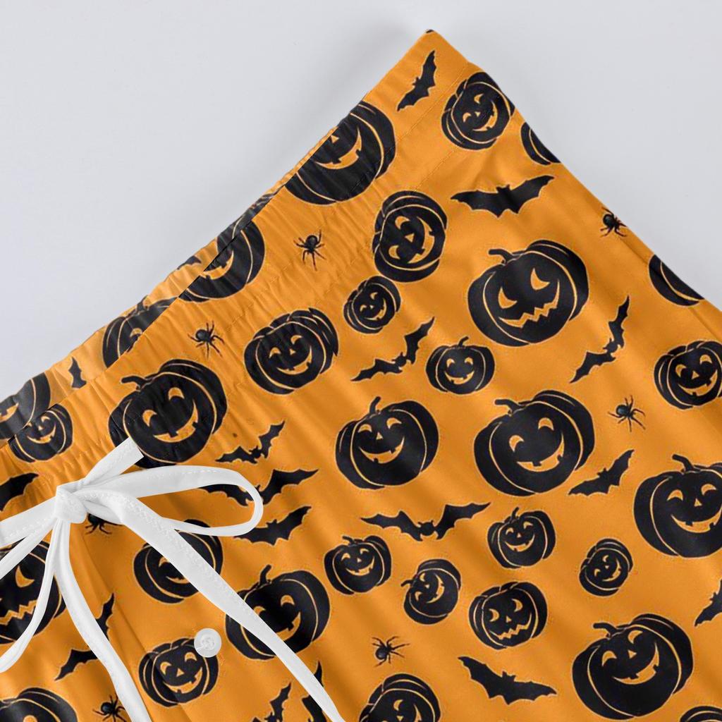 Men's Knitted Halloween Print Pocket Casual Pants Pajama Pants