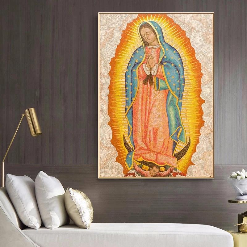 Virgin Mary Character Christian Art Canvas Painting Religious Posters Prints Wall Art Picture for Living Room Wall Decor Cuadros