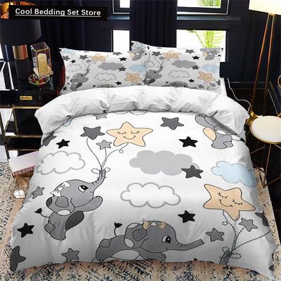 Animal Elephant Cartoon Kids Duvet Cover Queen King Twin Size Bedding Set Wildlife Comforter Cover 2/3pcs Polyester Quilt Cover
