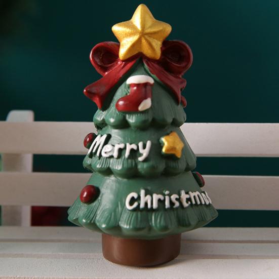 Yousheng Christmas Miniature Figurines Mini Resin Santa Claus/Snowman/Tree/Bear/Rabbit Figurine 3D Cute Christmas Statue for Home Desk Decor Dollhouse
