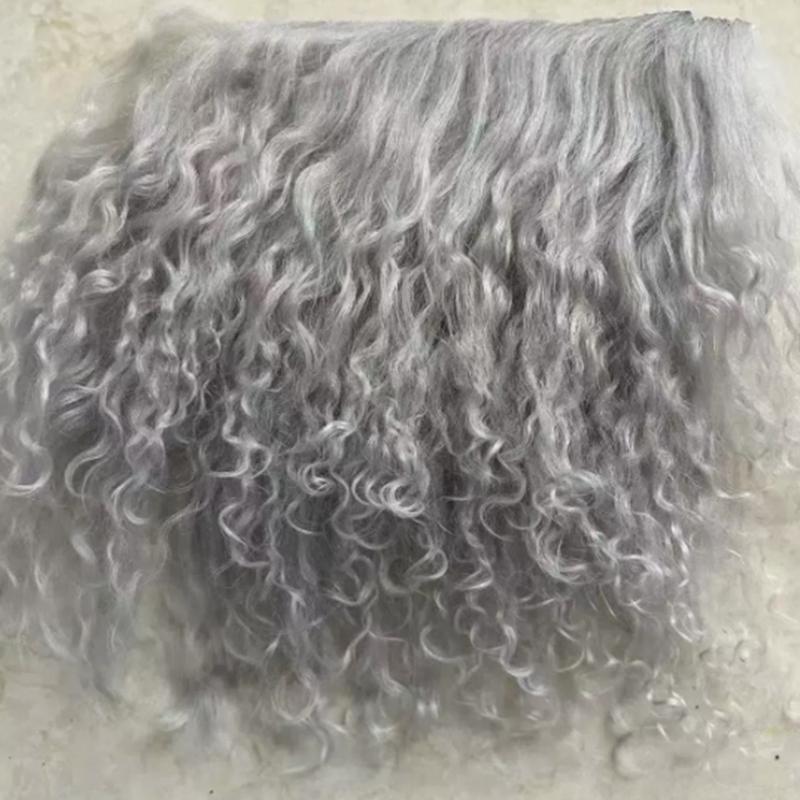 Mongolei Fell Schaffell Wolle Extensions Haarsträhne Lockige Textur Lockige Haarverlängerungen Strapazierfähig Lammfell Fell Puppe Spielzeug Zubehör