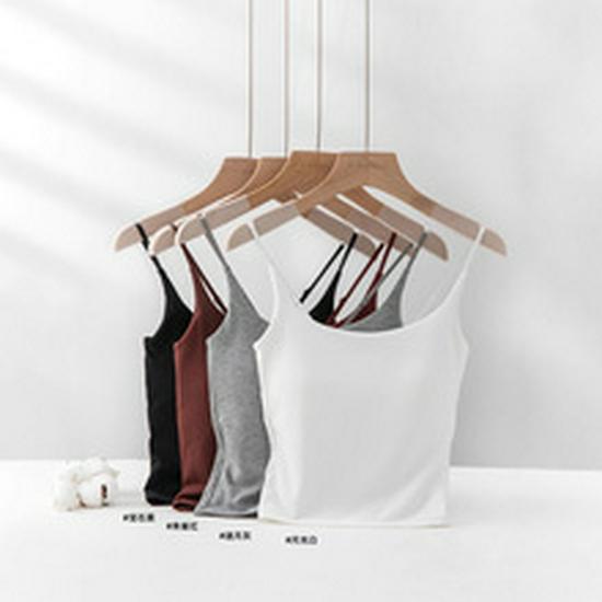 Square Neck Camisole with Chest Pad - Women's Sleeveless Top, Wide Shoulder for Concealed Underarm Fit and Anti-Exposure.