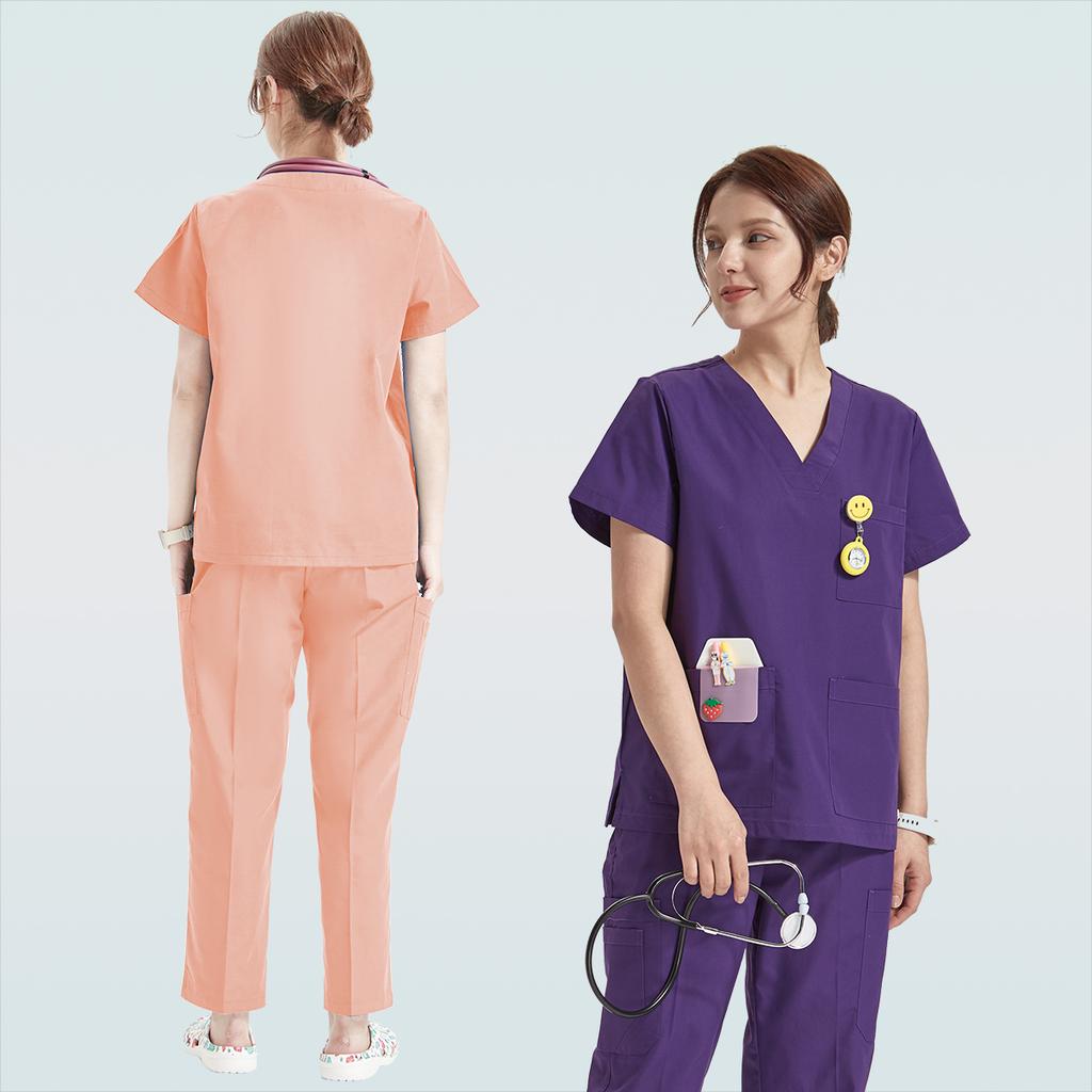 Women Medical Uniforms Doctor Nurse Scrubs Set Basic Clinical Aesthetic Hospital Workwear Dental Pet 8020