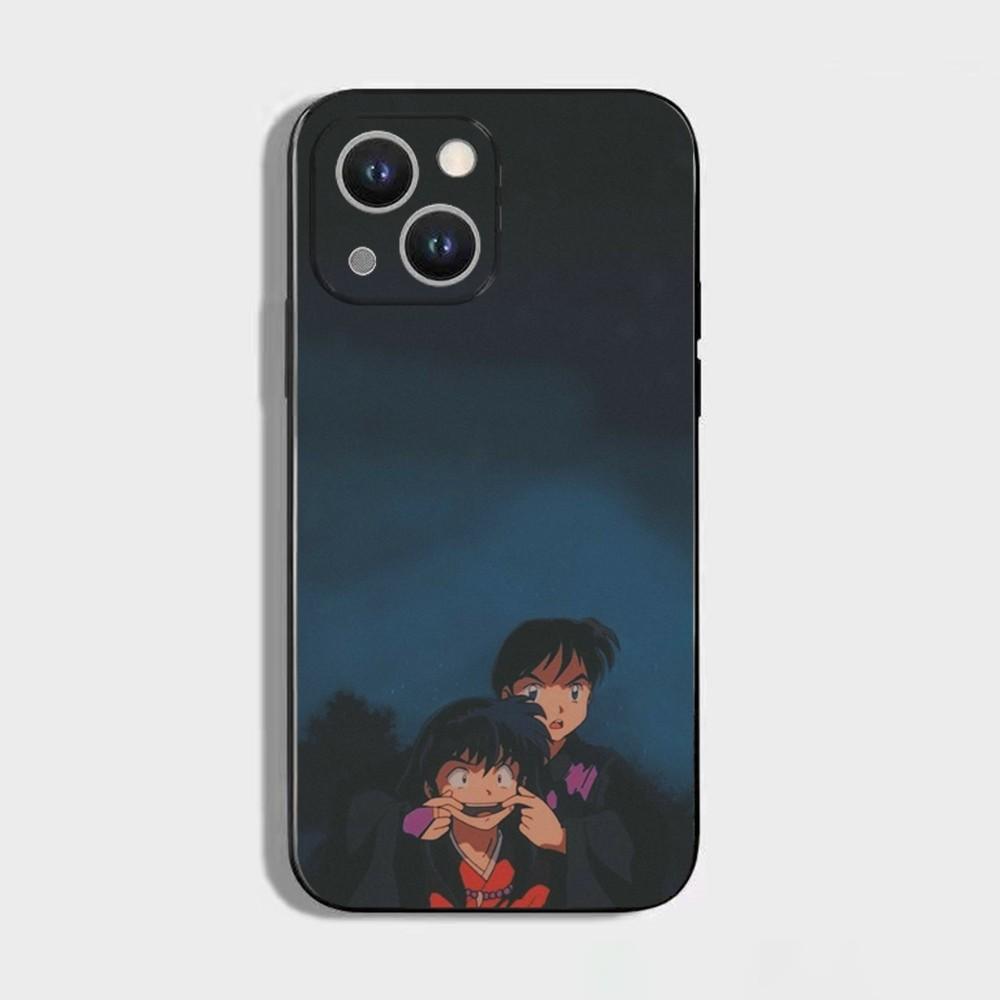 Anime I-Inuyasha Phone Case For iPhone 16 15 Plus 14 13 Pro Max 12 Mini 11 X XS XR 7 8 8Plus Black Soft Phone Coque