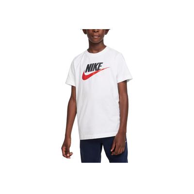 Cotton Letter Logo Print Round Neck Short Sleeve T-Shirt Kids Tops White DV2579-101