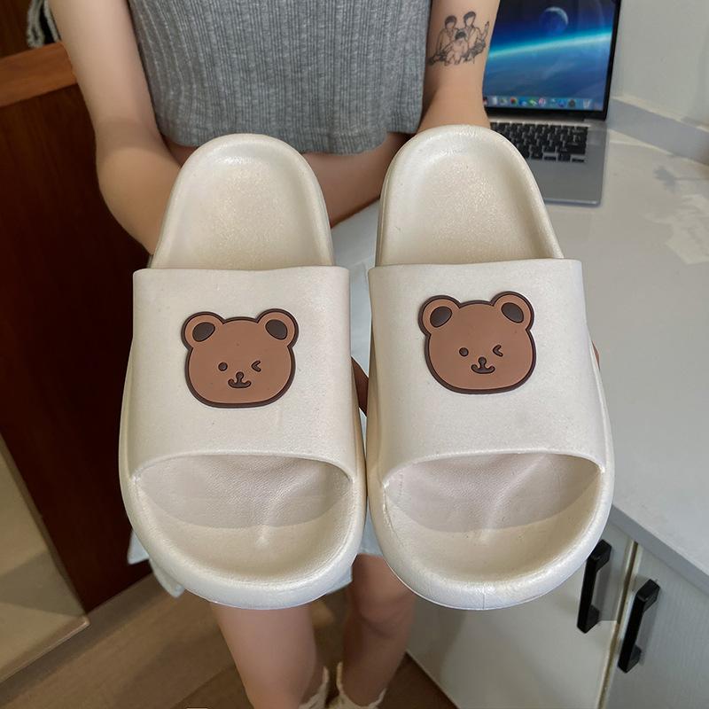 New indoor cartoon bear platform slippers bathroom slippers women s non-slip summer wear cool slippers home shoes 3637 too small 2114₽