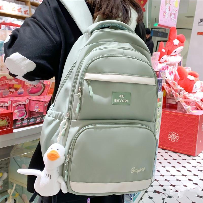 Letter Bayore Pattern Backpack Multi Compartment Ergonomic Casual Schoolbag