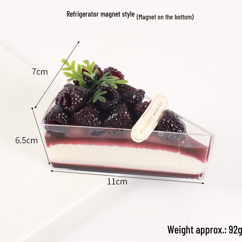 Blackberry Triangle Cake Slice Refrigerator Magnet Ornament - Fake Dessert Shop Decoration