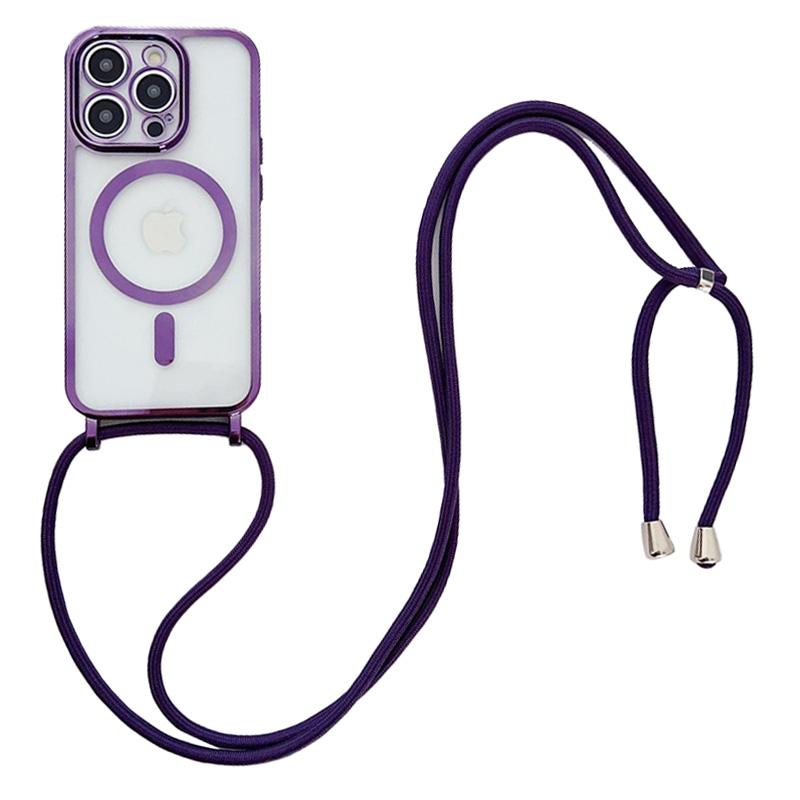 For iPhone 12 Pro Magnetic Case Crossbody Lanyard TPU Phone Cover
