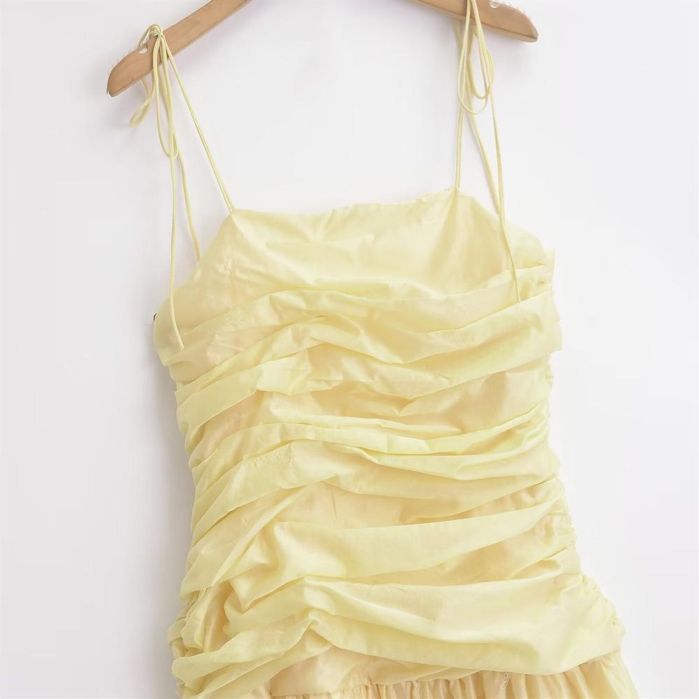 Spring/Summer 2025 Slim Fit Pleated Strapless Midi Dress for Women