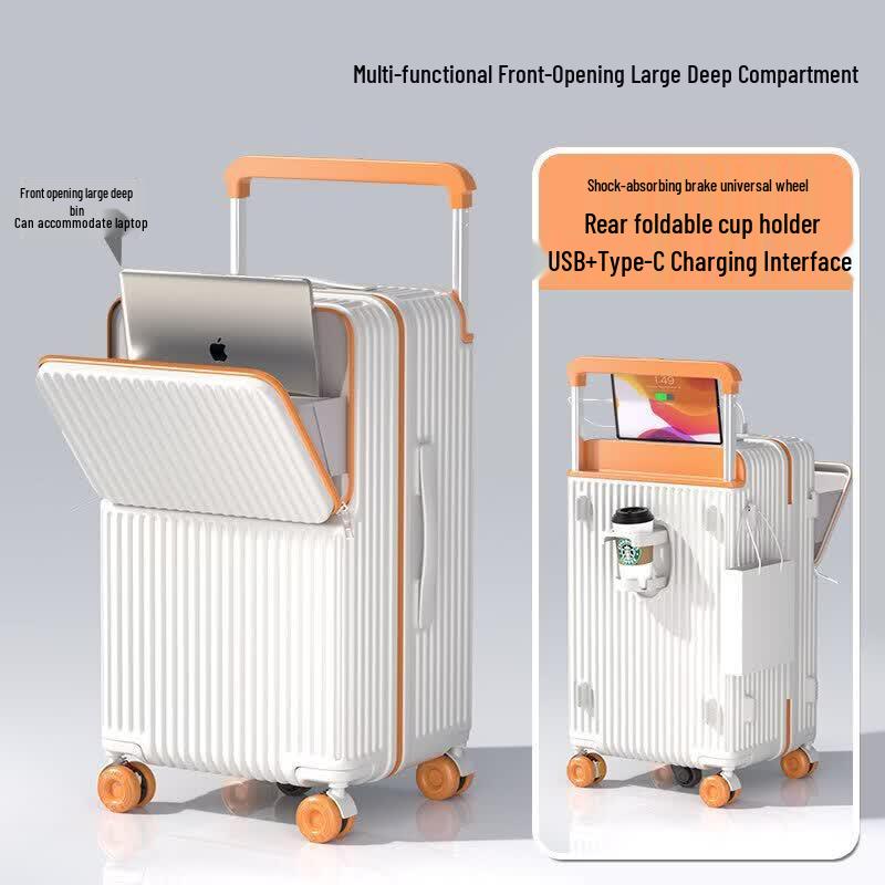 JOURHEY SHI Front-Opening Wide Handle Travel Suitcase