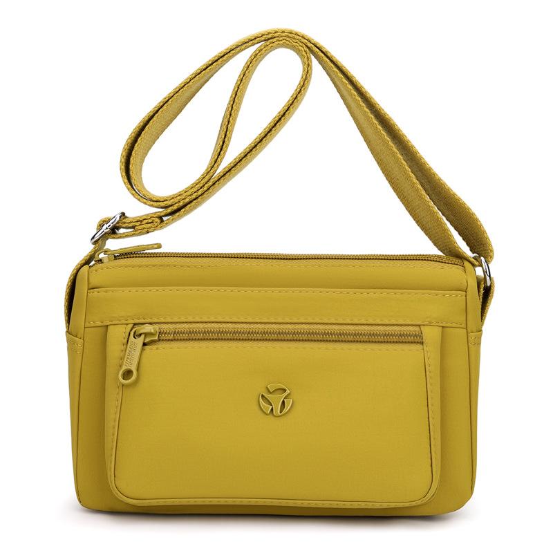 

Женская сумка среднего возраста, однотонная легкая нейлоновая сумка, маленькая квадратная сумка, сумка через плечо золотой/коричневый