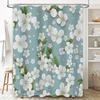 Cherry Blossom Shower Curtain Waterproof Bathroom Decorative Printed Fabric Shower Closures for Bathtubs Light Blue Color Patter