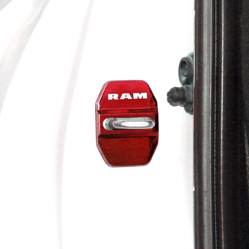 Stainless Steel Car Styling Door Lock Cover Decals for Dodge RAM Logo 2020 Door Stopper Protective Buckle Case Anti-rust Sticker