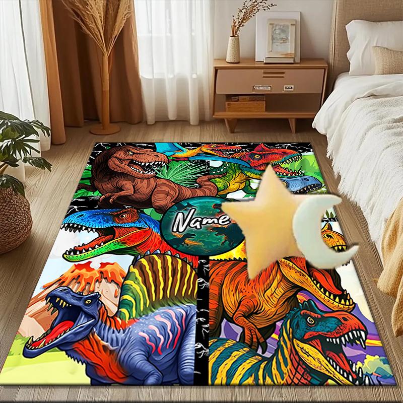 1PC Custom Name Dinosaur World Adventure Theme Floor Mat Ideal for Living Room, Game Rooms, Office, Bedroom,Floor Mat Playful Design