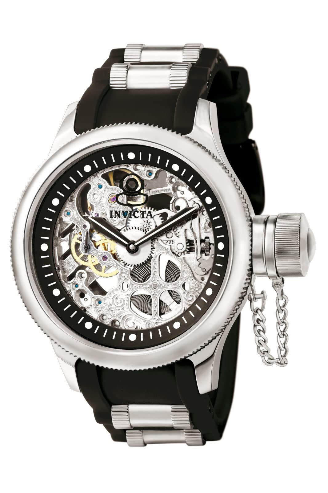

[Invicta] Часы Russian Diver Mechanical 51.5mm Корпус из стали, черного цвета, с полиуретановым ремешком из нержавеющей стали, черным циферблатом 1088, мужские, серебристые [Товар]