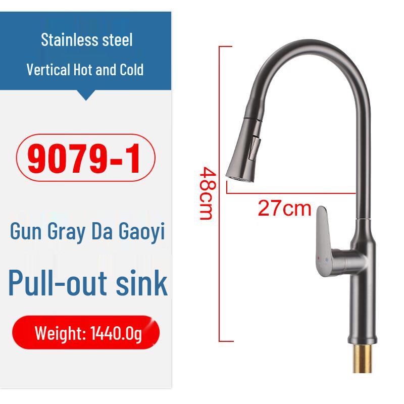 TLXT Gunmetal Grey Pull-Out Kitchen Faucet