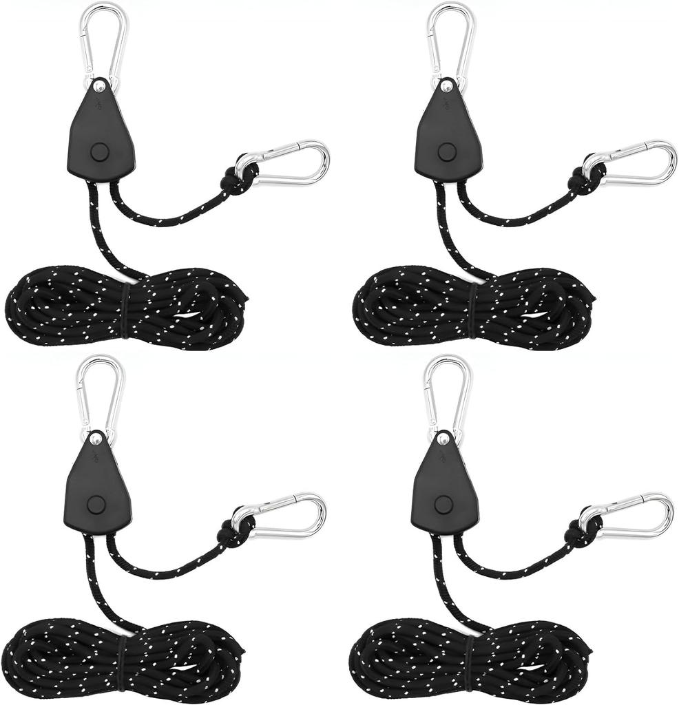 Set of 4 Tent Tarp Extension 4m Tarp Extension Guy Setting Connection Tape for Tarp Infinitely 200kg Load Nylon Camping Rope with Carabiner Ropes,