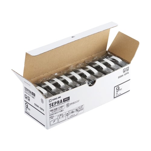 King Jim [Genuine] Tepra PRO Tape Cartridge Eco Pack of 10 9mm White Label/Black Letters Length 8m SS9K-10PN