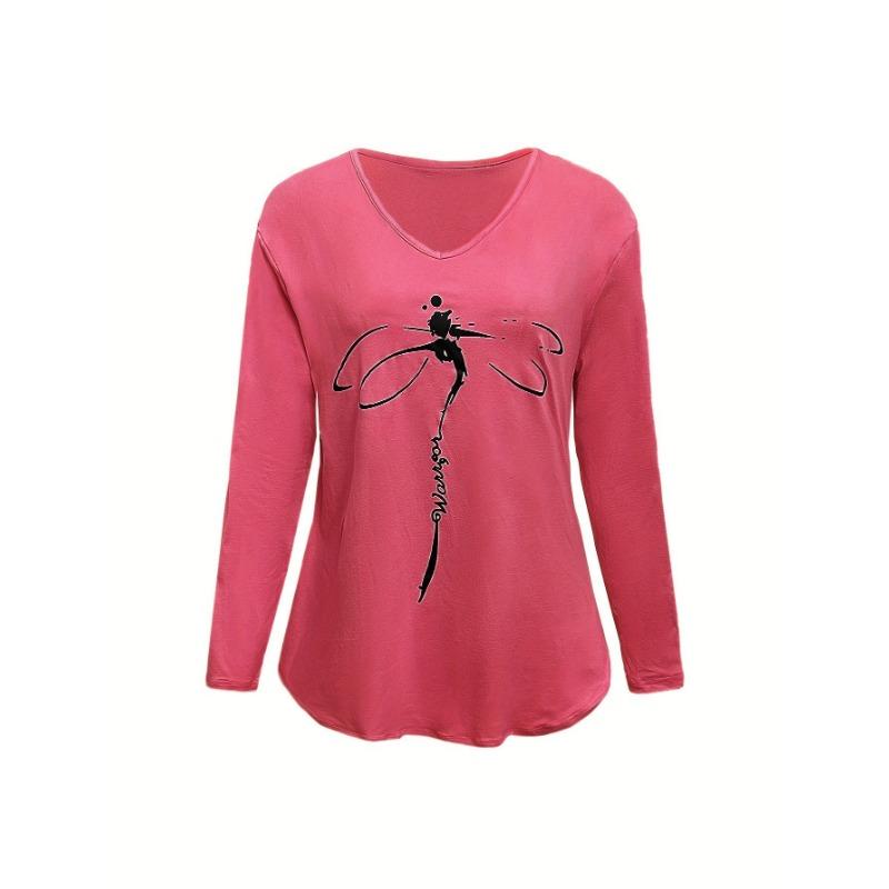 Vår og høst Dame Langermet Topp Øyenstikker V-hals Løs Bluse