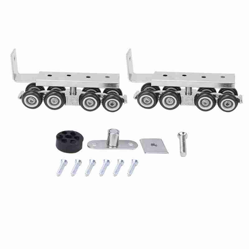 1 Pair 8 Wheels Sliding Door Rollers Hardware Hanging Wheels Silent Rail Wheel
