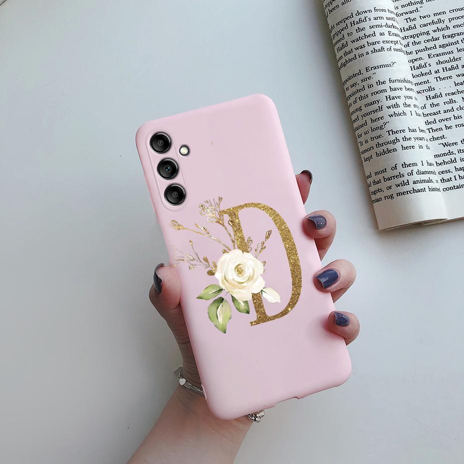 For Samsung Galaxy A24 4G Fashion Case Pink Black Matte Silicone Letters Phone Case For Samsung A24 A 24 4G SM-A245F Back Cover