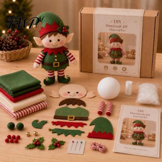 DIY Snowman Sewing Set Christmas Felt Craft Kit, Handmade Santa Gingerbread Elf Creative Art Activity Angel Material Holiday Supplies for Kids Adults