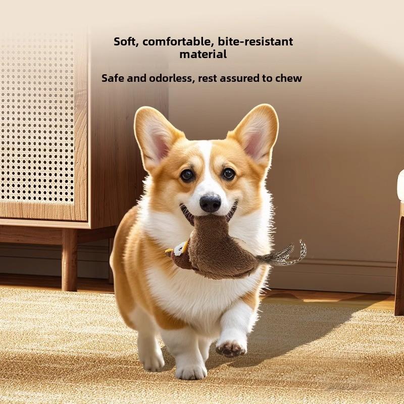 Shaking Sparrow Electric Dog Toy Bird Voice Teasing Dog Bite-resistant Companionship Interactive Cat Self-hi Pet Toy
