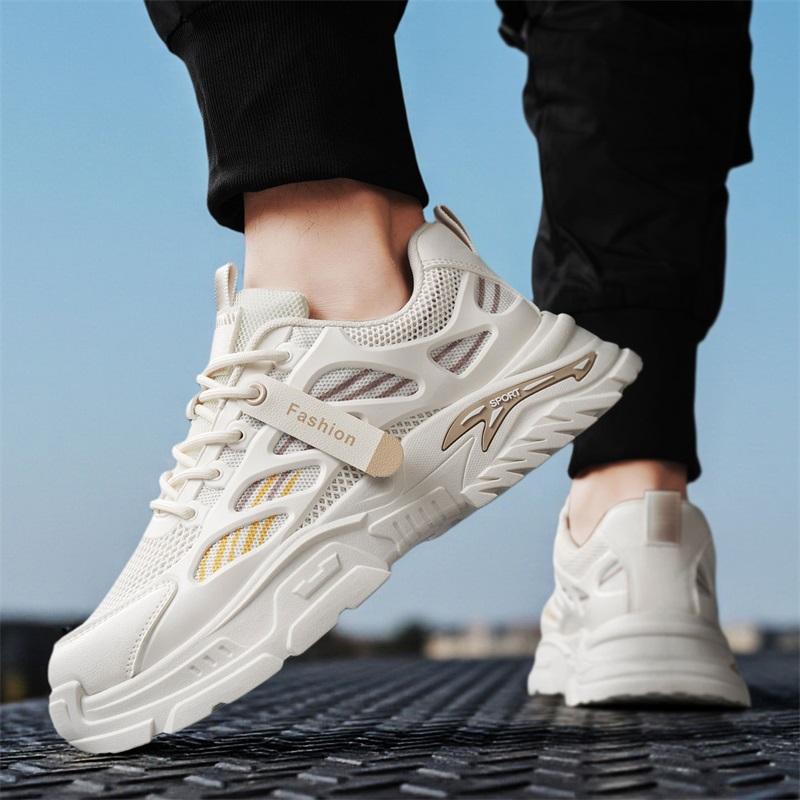 Spring new men's shoes breathable soft-soled running sports shoes male students thick-soled heightening casual dad shoes
