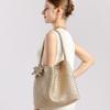 Original design autumn and winter champagne-colored woven tote bag, large-capacity commuter handbag, fashionable women's shoulder bag