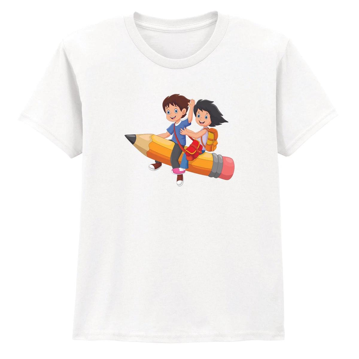 

Flying Into The New School Boys Girls Kids T-Shirt Pencil Ride 160