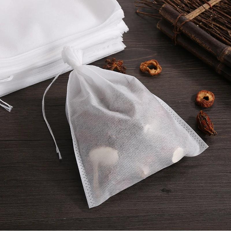 100 Pcs Tea Filter Bags for Loose Tea Herb Spice Empty Mesh Small Drawstring Seal Infuser Strainer Bags Disposable Tea Bags