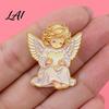 Fashionable Clothing Ornaments Little Angel Brooch Pin for Women Cute Guardian Holding Heart Lapel Durable Zinc Alloy with Wings Accessory