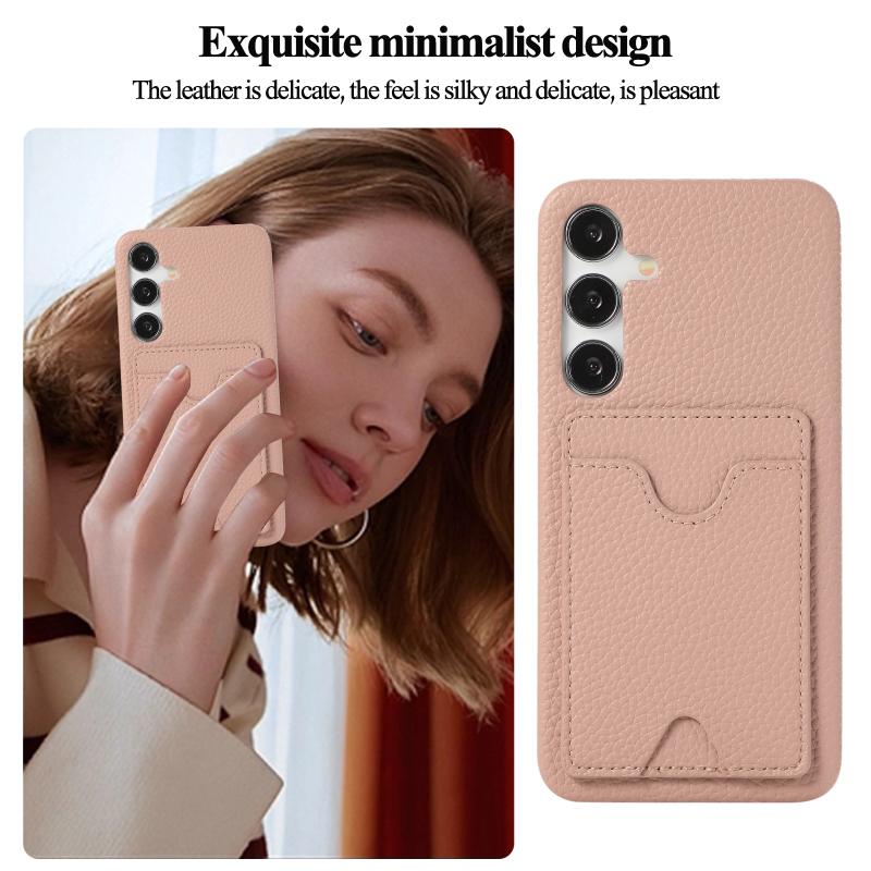 New Luxury Solid Color Leather Up Down Wallet Card Slot Phone Case For Samsung S25 Ultra Edge S23 S22 S24 Ultra Plus Back Cover