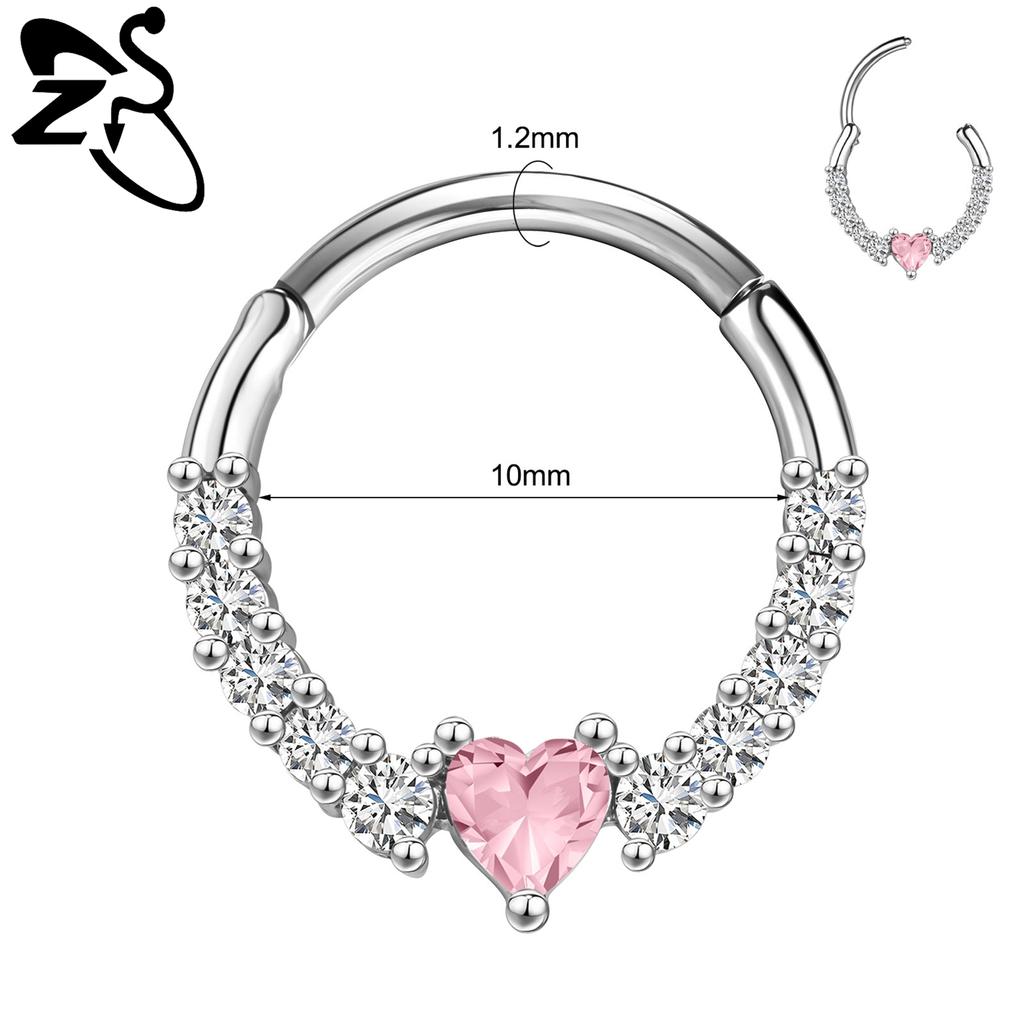 ZS 1 PC 16G Stainless Steel Nose Rings Cubic Zircon Septum Piercing Rose Snake Shape Ear Stud Helix Cartilage Piercings Jewelry