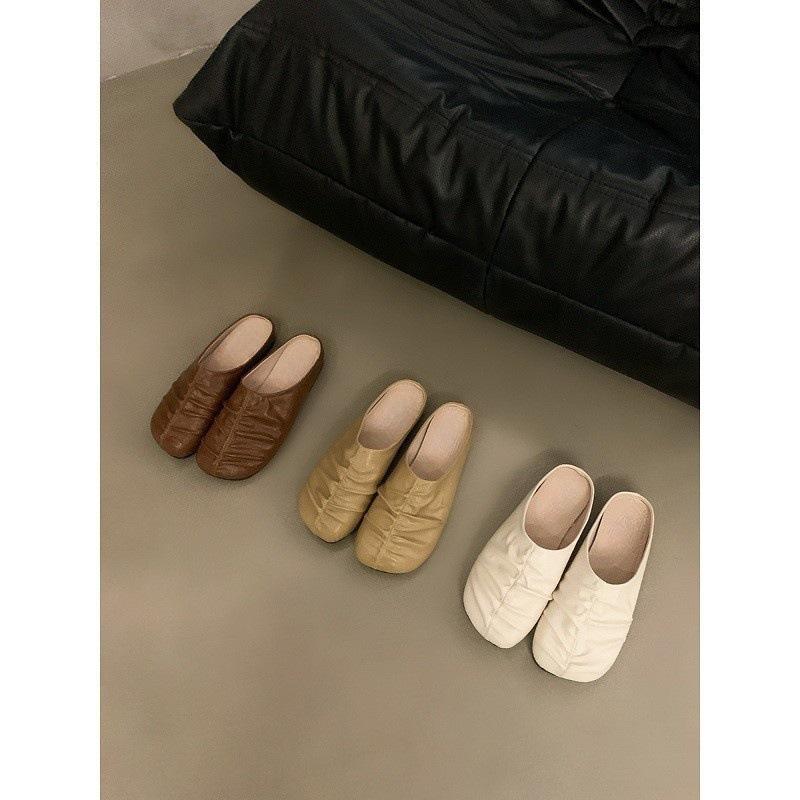Flat bottom one pedal bag head half slippers fairy shoes wear 2025 new spring and summer French Korean version lazy shoes