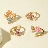 Stylish Rhinestone Enamel Flower Ring for Women - Stackable Vacation Accessory