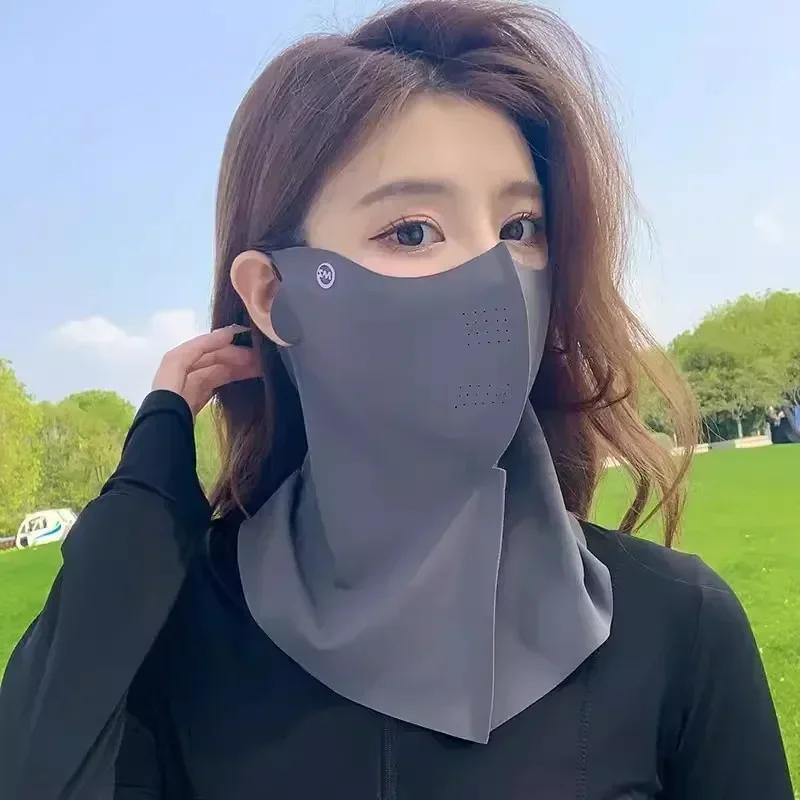 1/2 Pieces Women Summer UV Protection Neck Scarf Ice Silk Face Mask Cover Outdoor Wrap Cover Sports Cycling Sun Proof Sunscreen Dustproof