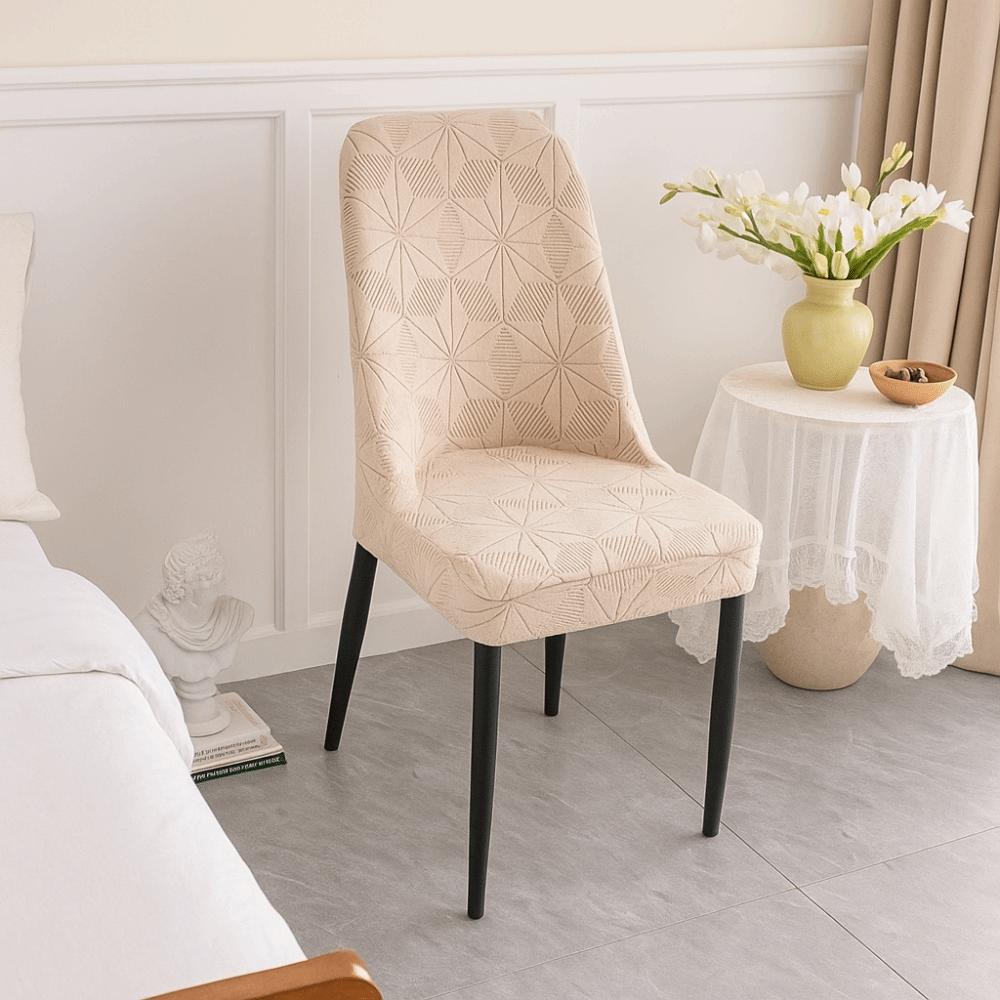 Seat Cover Jacquard Chair Cover Dustproof Kitchen Chair Protector Elastic Arc Chair Cover  Office