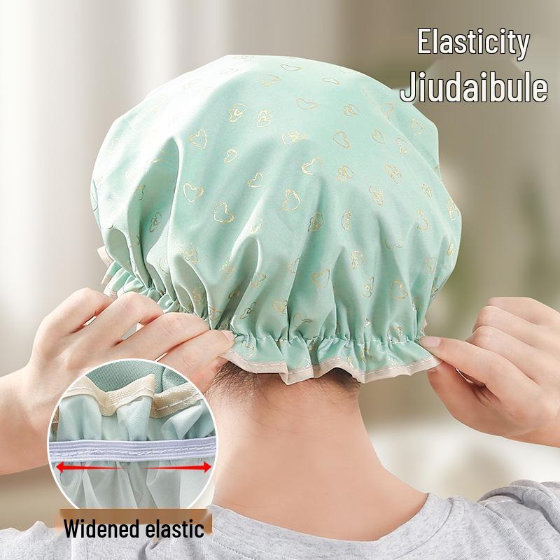 Wasserdichte Doppelschicht-Duschhaube für Frauen - Anti-Öldampf-Badekappe, Perfekt für trockenes Haar, Mädchen und den Hausgebrauch