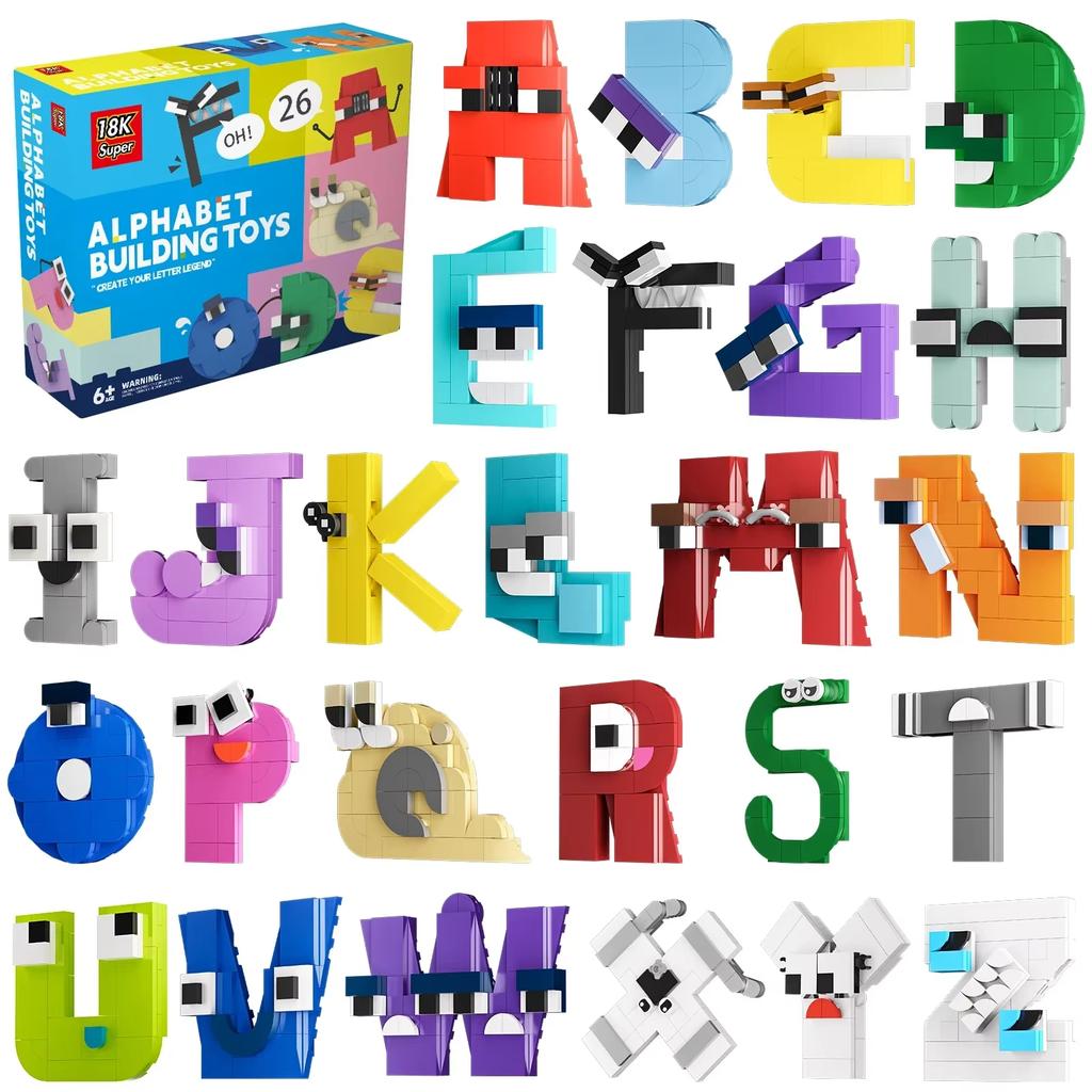 Moc 26 Stile Englisch Alphabet A-Z Zahlen Buchstaben Baustein Set Legende Buchstaben Pädagogisch Unisex Steine Puzzle Kinderspielzeug
