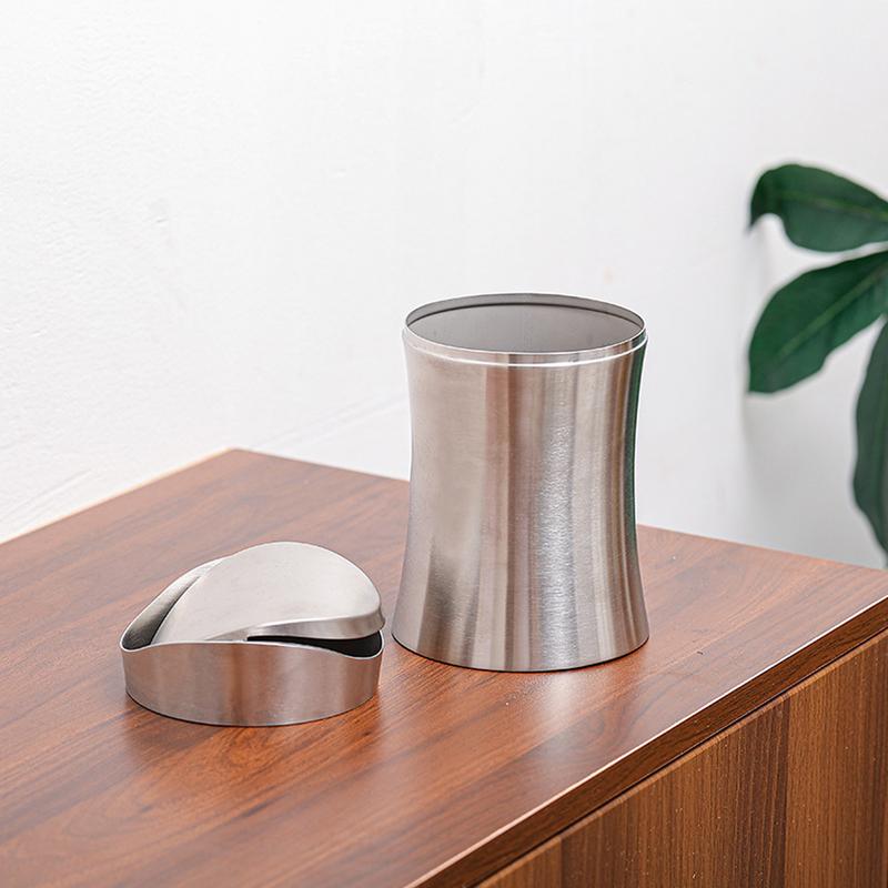 Table Top Trash Can With Lid Small Desktop Trash Bin 1.5L Household Trash Box With Swing Lid Portable Waste Can For Car Living