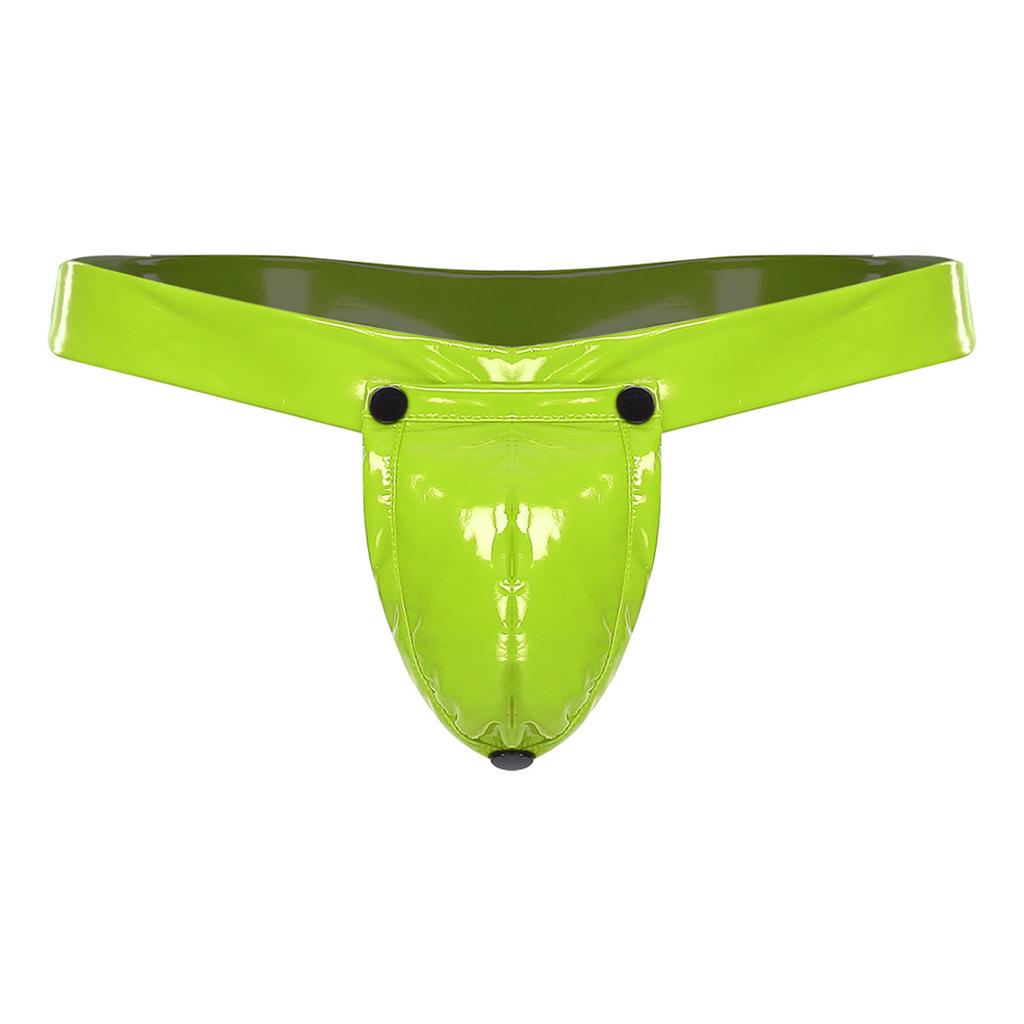 Pánské PU 2 v 1 Jockstrap Tanga O-kroužek Odnímatelný kryt rozkroku T-zadní kalhotky